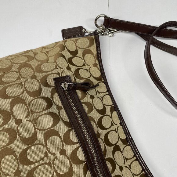 Coach Signature Handbag Purse F29941 Brown Canvas Monogram Crossbody Shoulder - Picture 5 of 10